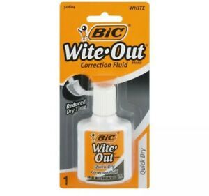 NEW BIC White Out Quick Dry Foam Brush Correction Fluid 0.7 Fl Oz / 20ml