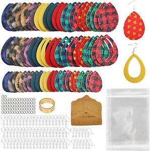 AOUXSEEM 241 Pcs Faux Leather Earrings Making Kit for Beginner, Contains 72 Pre