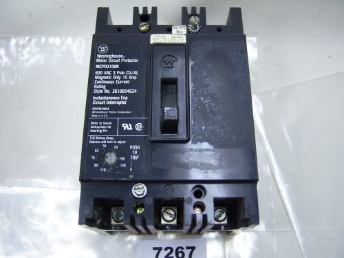 (7267) westinghouse mcp03150r circuit breaker 15a 600vac 3p for sale