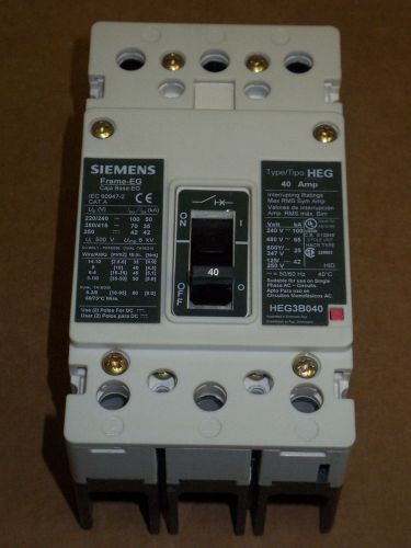 Siemens heg 3 pole 40 amp 600y/347v heg3b040 circuit breaker for sale