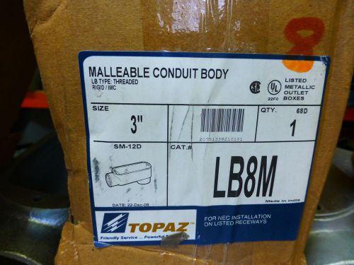 Topaz malleable conduit body 3&#034; thread type c iron zinc lb8m  lot of 1 for sale