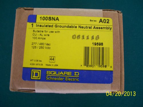 One new square d, 100sna, 100 amp insulated groundable neutral assembly sno610 for sale