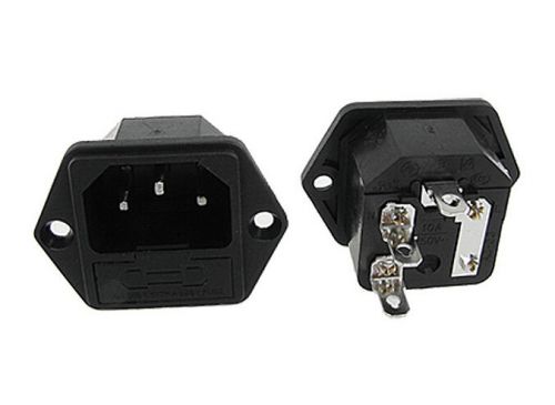 5 Pcs IEC C14 Plug AC Power Inlet Panel Sockets w Fuse Holders