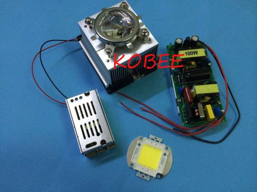 100w led chip +100W led driver+cooling heatsink+ Lens with Reflector Collimator