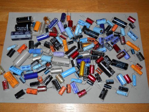 LARGE LOT 150 OF NOS VINTAGE ELECTROLYTIC CAPACITORS MANY VALUES AND VOLTAGES