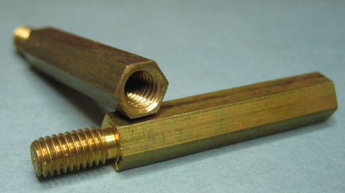 12 - pieces brass spacer standoff 1-1/4&#034;-long 1/4&#034;-hex 10-32 threads for sale