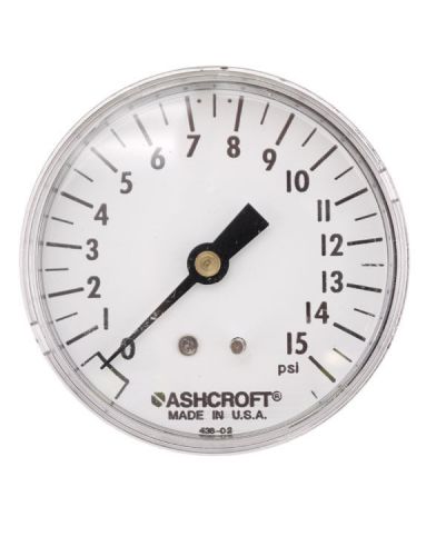 Ashcroft 2-1/2&#034; 0-15PSI 1/4&#034;NPT Brass Socket Back Mount Pressure Gauge 2.5&#034;in