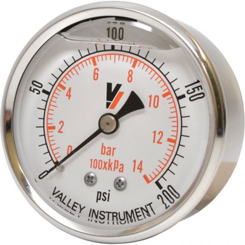 Valley Grade A Back Mount 2 1/2in Glycerin Filled Gauge-0-200 PSI #2240GXB200