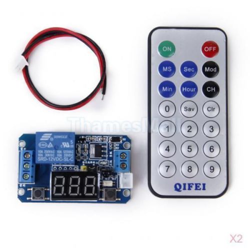 2x 12V LED Digital Display Programmable Timer Relay Module +IR Remote Controller