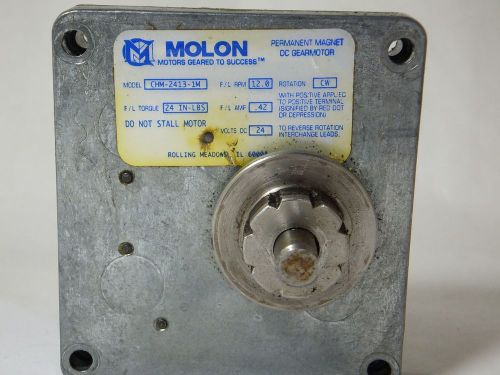 Molon CHM-2413-1M DC Gear Motor 24VDC 384in-oz 12RPM 420mA Rotation CW 5/16&#034;