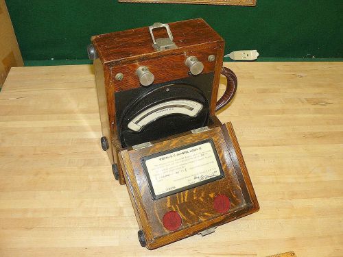 Antique 1940&#039;s weston model 45 dc ammeter classic wood case nc state university! for sale
