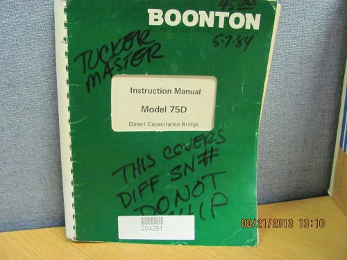 BOONTON MODEL 75D: Direct Capacitance Bridge - Instruction Manual schems #17615