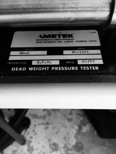 Ametek hl-2 dead weight tester for sale