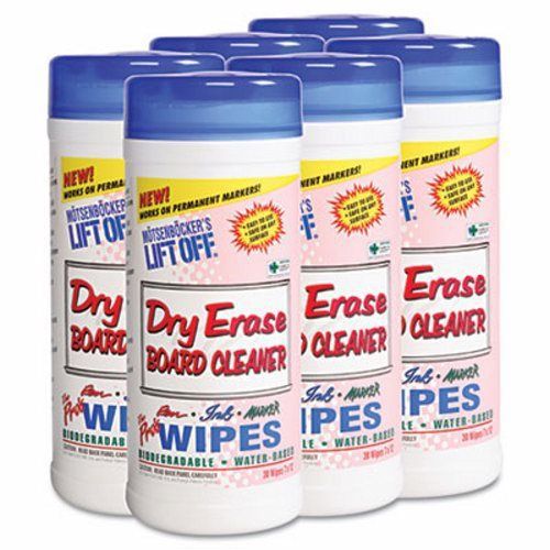 Lift Off Dry Erase Board Cleaner Wipes, 6 - 30 Wipe Containers (MTS 42703)