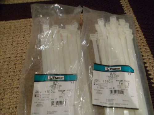 Panduit PLT5EH-Q0 white cable ties 20” heavy 25pc NEW