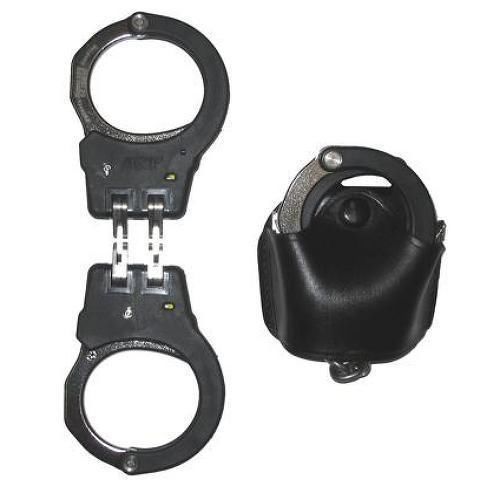 Stallion oasp-1 black plain leather nickel hardware open-top handcuff holder for sale