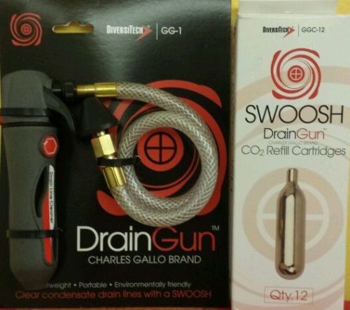 Diversitech charles gallo drain gun and with 12 swoosh co2 cartridges  combo set for sale