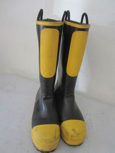 Black Diamond Protective Fire Fighter Boots #9301 Black/Yellow w/ Grey Interior
