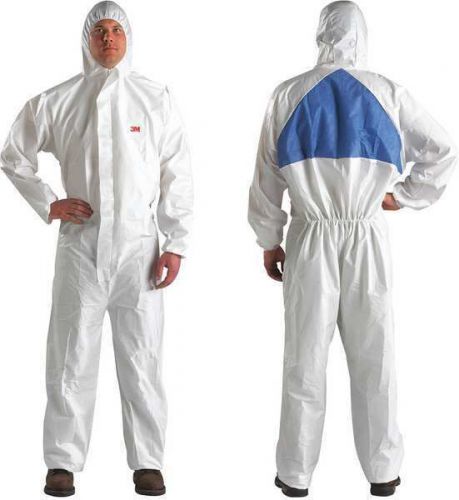 3m 4540-l protective hooded coverall, spray suit white/blue,elastic,l for sale