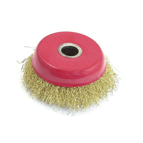 3.5&#034; Steel Wire Crimped Cup Abrasive Grinding Wheel Brushes Red Gold Tone