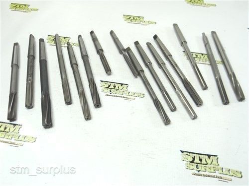 NICE LOT OF 15 HSS MORSE TAPER STRAIGHT SHANK REAMERS 9/32&#034; TO 17/32&#034; WITH 1MT