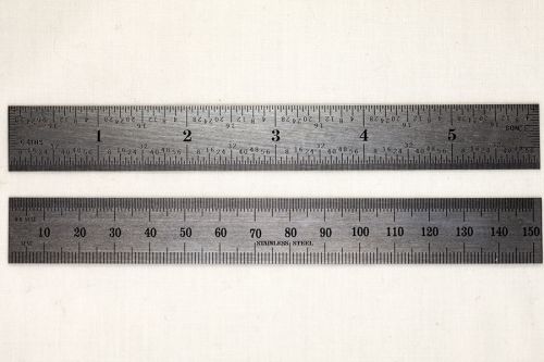 Stainless steel 6&#034; machinist ruler/rule metric sae 1/32&#034;, 1/64th, mm, .5mm for sale