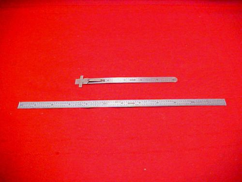 VINTAGE METALWORKING STAINLESS STELL RULES BY &#034;GENERAL&#034; 6&#034; NO 300 &amp; 12&#034; CF 1234