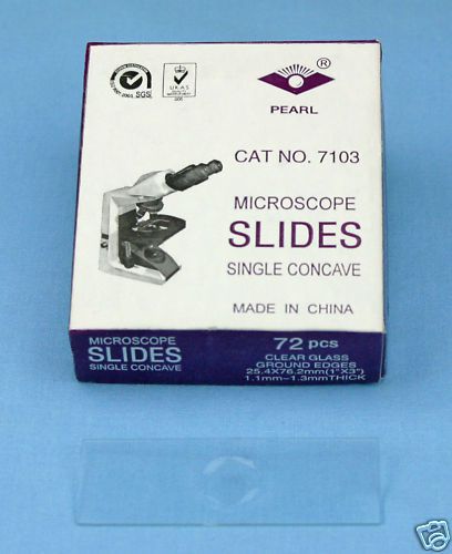 72 SINGLE CONCAVE 1 WELL MICROSCOPE SLIDES