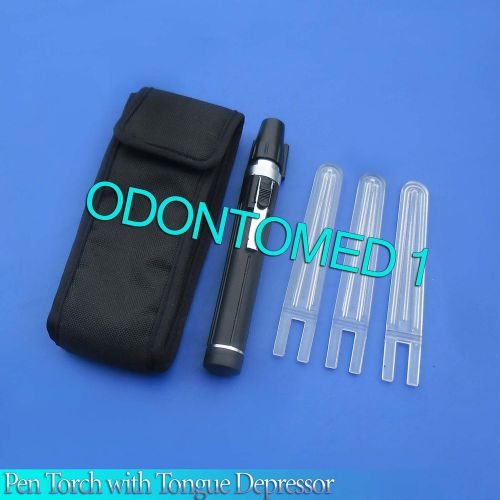 Fiberoptic Pen Torch with 3 Tongue Depressors Black Color -ODM-579