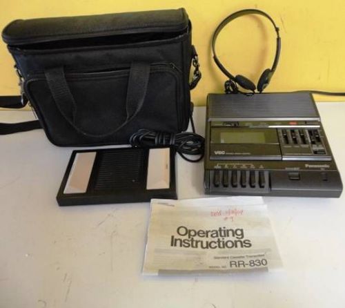 Panasonic Cassette Transcriber Dictation Machine Model RR-830 w/ Bag Pedal Used