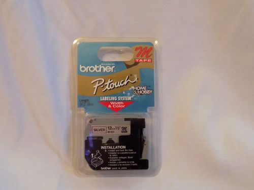 NEW Brother P-Touch Label Tape M931 M-931 1/2&#034; Black Print On Silver Tape