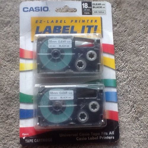 CASIO XR-18X2S 18mm 3/4&#034; 2 pcs label printer tape EZ-Label cartridges Refill New