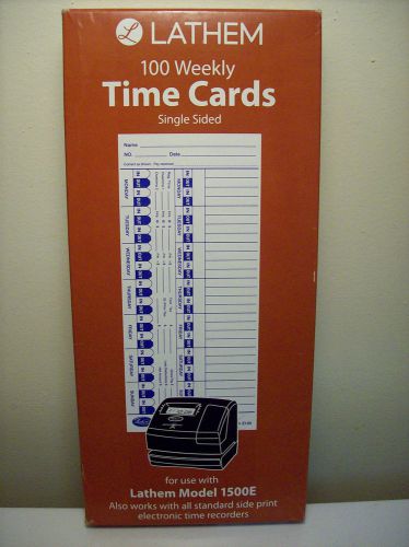 100 Lathem Time Cards For Electronic Side-Print Time Clocks, Weekly, 1-Sided,
