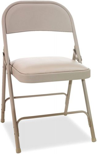 Alera Steel Folding Chair with Padded Seat, Tan, 4/Carton