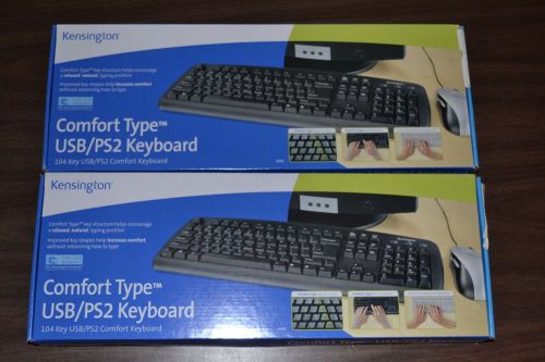 Lot of 2 Kensington Comfort Type Keyboards, 64338, USB/PS2, Black NIB