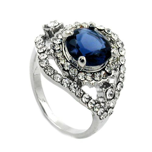 RING BLUE TRANSPARENT GLASS STONE 01204-50 - Buy 1 Get 1 Free Offer