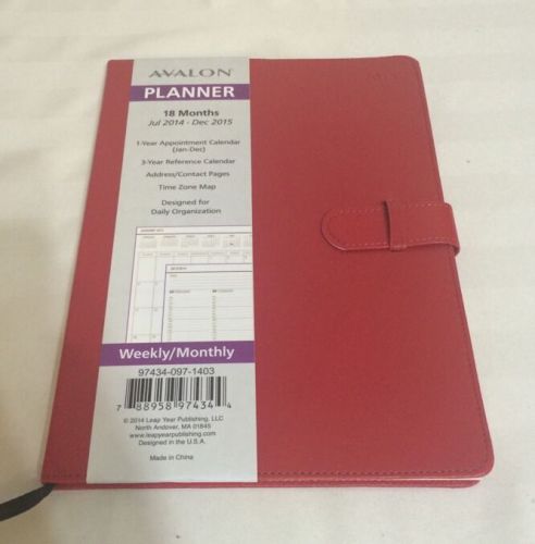 2015 Avalon Day Planner RED weekly Appointment Calendar Monthly 18 Months