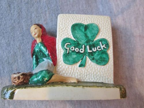 SHANNON  MANOR  WARE  BUSINESS CARD HOLDER / GOOD LUCK CLOVER WITH WOMAN FIGURE