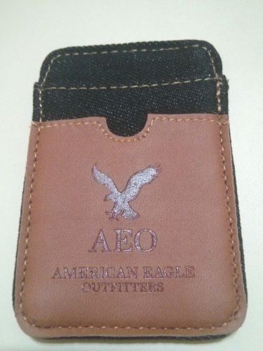 NEW American Eagle Outfitters Real Leather Denim Business Credit Card Cardholder