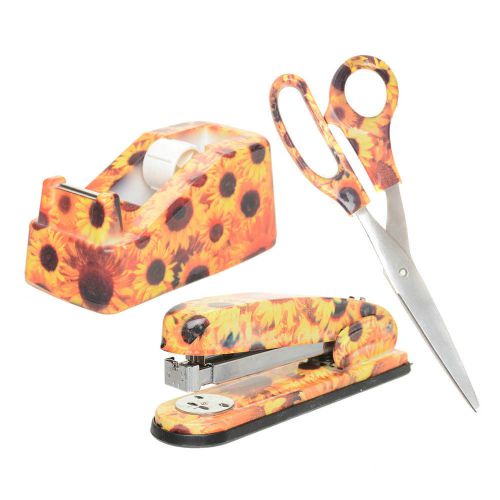 Sunflower sationery set ( stapler, tape dispenser, scissors ) for sale