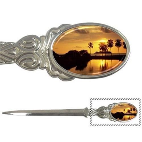 Sunset and Trees Ixtapa Mexico Letter Opener Silver Pewter Alloy