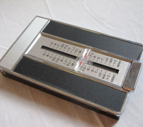 Vintage Slide Alphabet Telephone Number Organizer Desk Sliding List 4x7&#034;