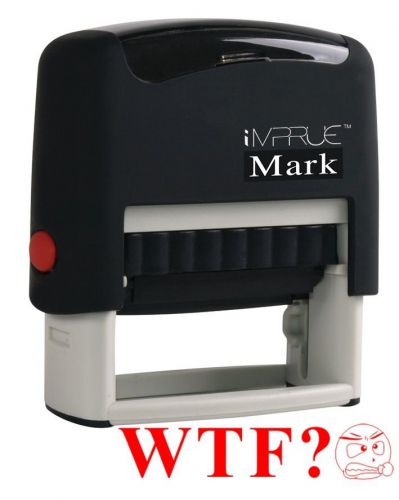 NEW ImprueMARK Hot Selling Red Office Self-Inking Stock Rubber Stamp text - WTF?