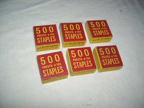 6 Vintage Boxes of 500 Presto 165 Staples for No. 30 33 and 35 Staplers