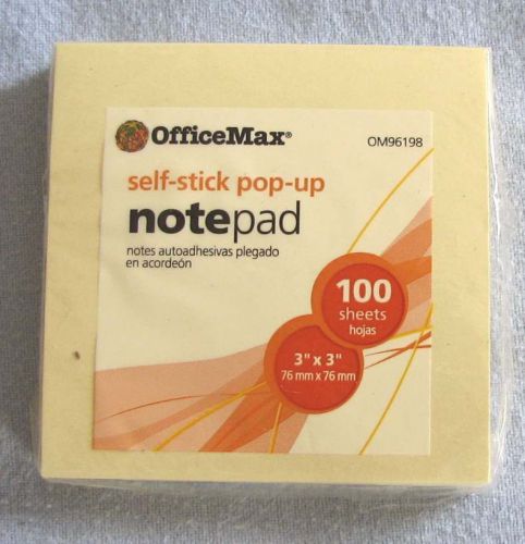Office Max 3 x 3 inch Sticky notes (4 packs) for use in Pop-Up dispenser