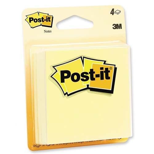 Post-it Note, Original Pad, 3&#034;x3&#034;, 50 Sheets per Pad, 4 per Pack, Yellow