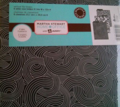 martha home office vertical patterns, New in package, black &amp; white tabbed files