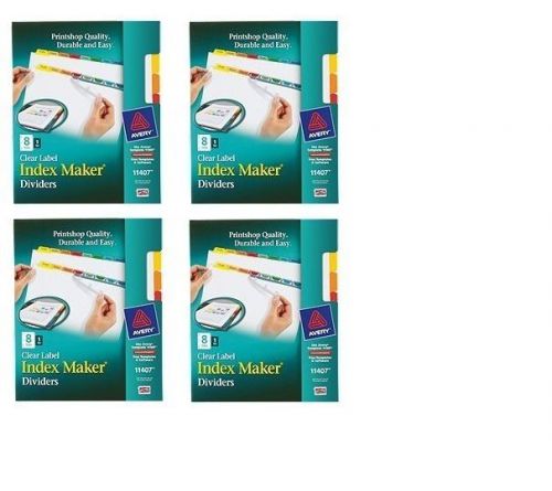 Lot of 4 Packs NEW Avery Clear Label Index Maker Dividers 11407 ~ 32 Tabs Total