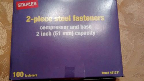 Staples standard two-piece paper file steel fasteners 2 inch capacity 100/box for sale