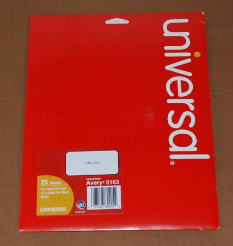 2 Packages Universal Inkjet Printer #UNV80205 LABELS 2&#034; X 4&#034; 500 Labels Total
